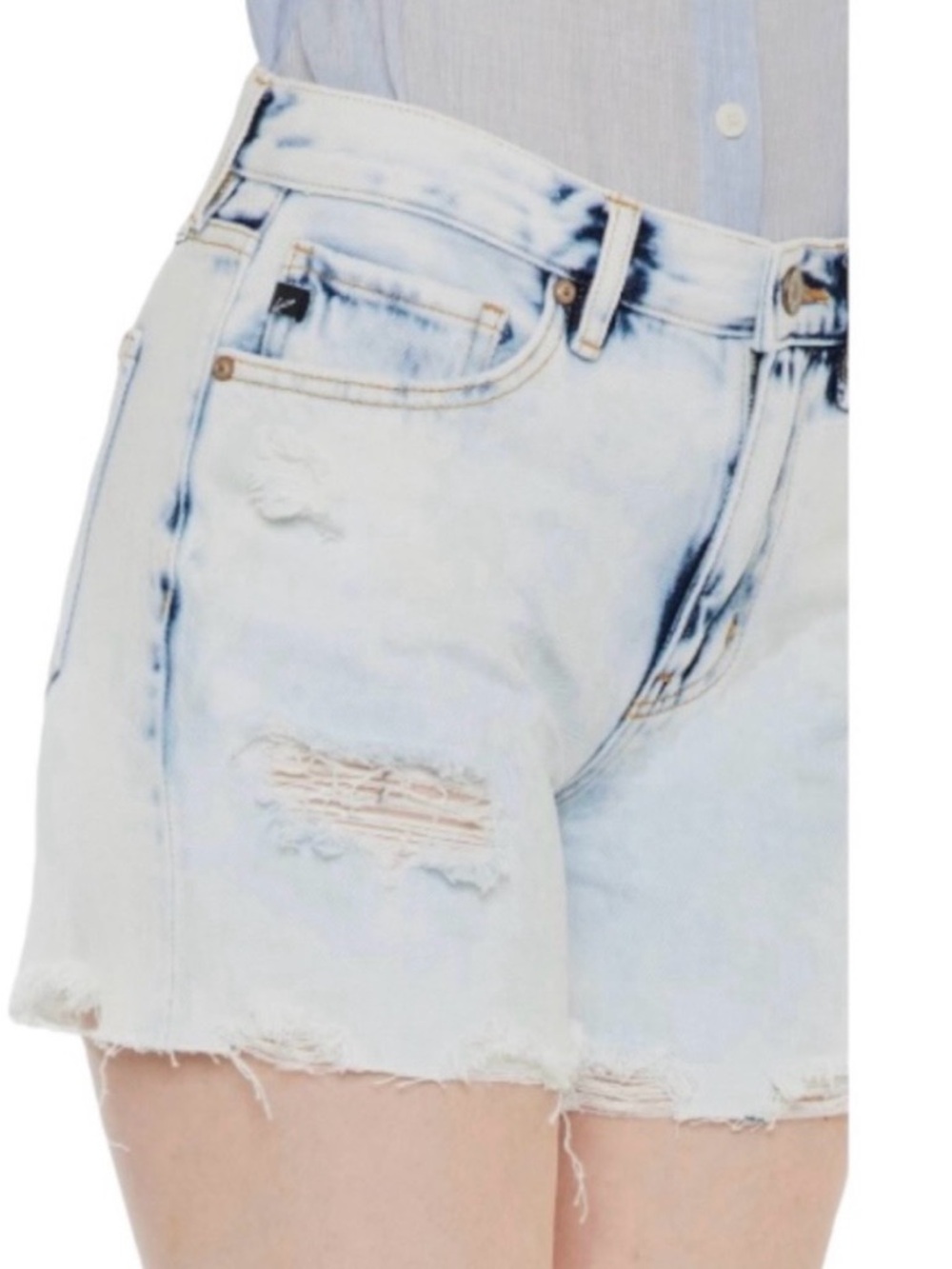 Kancan Bellini High Rise Acid Wash Denim Shorts Distressed Size 26